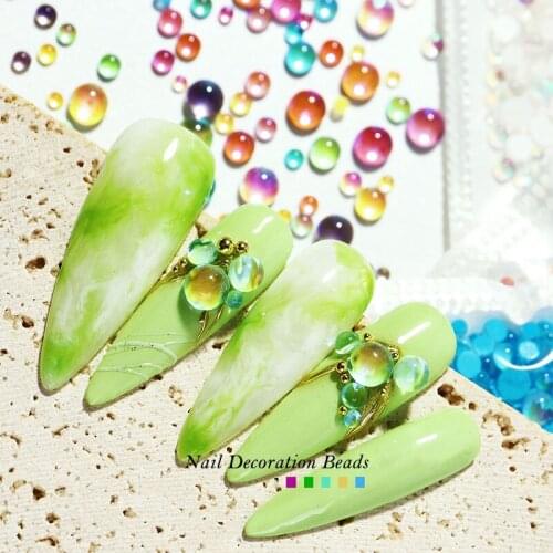 Crystal Mermaid Nail Beads 300Pcs/Bag Mixed Size Acrylic Rhinestone Flat Back Manicure DIY Decorations