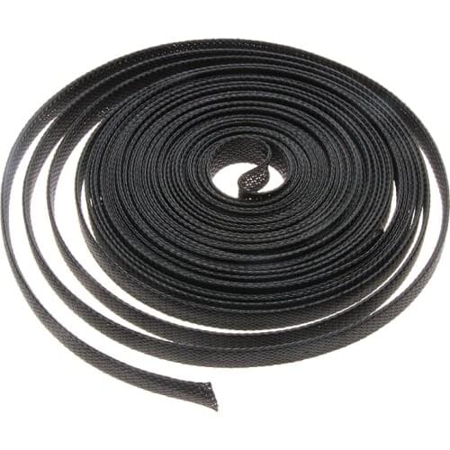 Diameter 10mm Black 10M Insulation Braided Tight PET Expandable Nylon Braided Cable Sleeve Wire Gland Cables