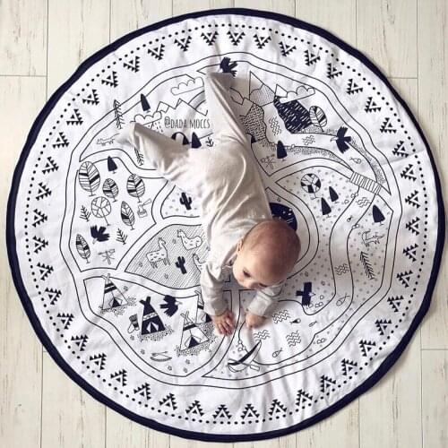 INS Nordic Village Crawling Mat Childrens Floor Mat DIY Game Mat Kids Play Pad Childrens Girl Room Decoration