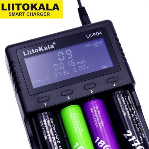 Liitokala Lii-PD2 Lii-PD4 LCD 3.2V 3.7V 3.8V 1.2V 25500 18650 18350 26650 20700 14500 NiMH Lithium LiFePO4 Battery Charger