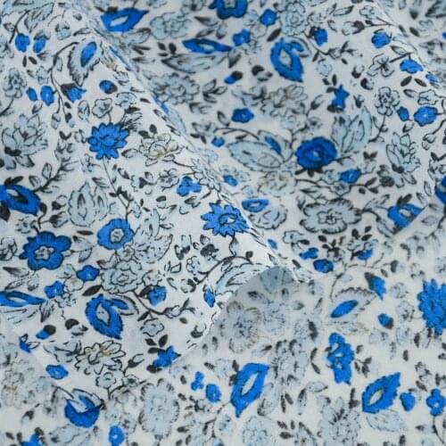 Patchwork Cotton Fabric Blue Flowers Design Clothing Sewing Cloth Doll Decoration Scrapbooking Fat Quarter CM Art Work Tecido