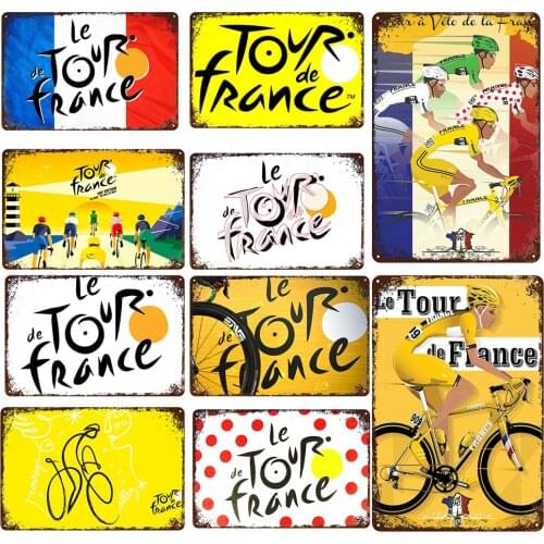 Tour De France Bicycle Metal Tin Sign Retro Cycling Trip France Metal Plate Tin Signs House Garage Wall Art Decorative Plate