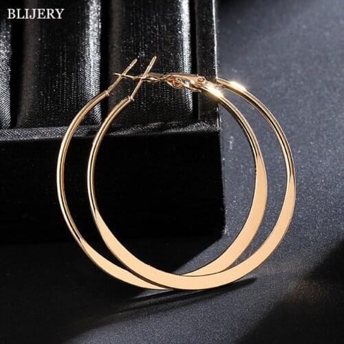 BLIJERY Fashion Large Flat Hoop Earrings Geometric Big Circle Earrings for Women Brincos Punk Jewelry Gift Boucles d'oreilles