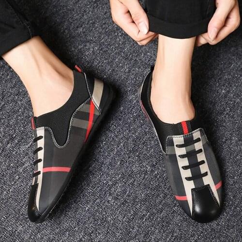 Men Casual Shoes Fashion Men Shoes Leather Canvas Men Loafers Moccasins Slip on Mens Flats Male Driving Shoes Soft Non-slip