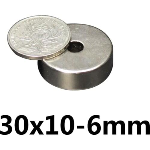 1/3/5pcs 30x10-6mm NdFeB Powerful Magnets N35 30*10mm Hole 6mm Permanent Round Countersunk Neodymium Magnetic Magnet 30*10-6mm