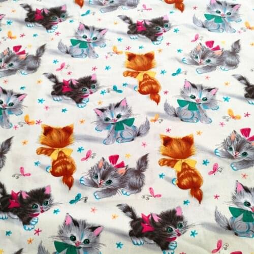 Cartoon Cotton Fabric By The Meter Printed Cat Poplin Fabrics For Sewing Clothes Dress DIY Handmade Material 2021 New Design