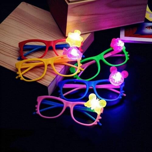Cartoon LED Luminous Glasses Frame Creative New Children Exaggerated Interesting Cute Cool FlashingColored Lights Gift Birthday