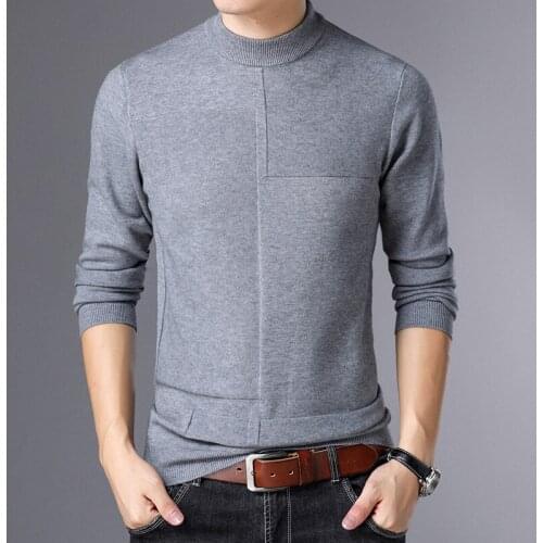 Male Mock Neck Thick Sweater Autumn Winter Man Slim Long Sleeve Pullover Warm Jumper Free Shipping