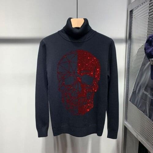 2021 New Fashion Winter Pullover Oversized Mens Turtleneck Sweater Luxury Brand Skull Sweatshirt