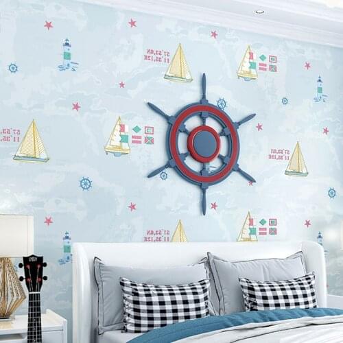 Sailboat Wallpaper For Kids Room Children Room Boys Bedroom Wall Decoration Cartoon Non Woven Fabric Wall Paper Blue Modern 3D