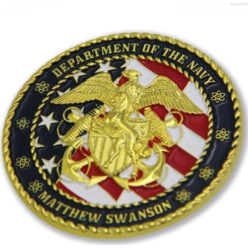 Customized Rope Edge Gold Plated Military Challenge Coin