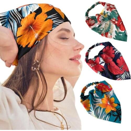 Headband Kerchief For Women Girl Floral Printed Dust-proof Triangular Elastic Hair Headband Kerchief Turban Bandanas 50cm Long
