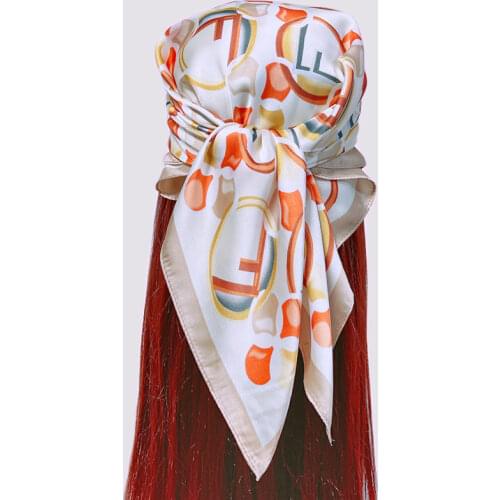 Cute Bubble Summer Silk Scarf Women Stylish Small Headband Bright Decorated Square Silky Bandana [6512]