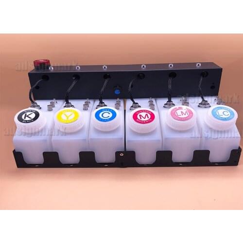 6-color Continuous Ink Supply System CISS for DTG DTF Solvent Printer 500ml CMYKLCLM Ink Tank Level Sensor Warning Buzzer
