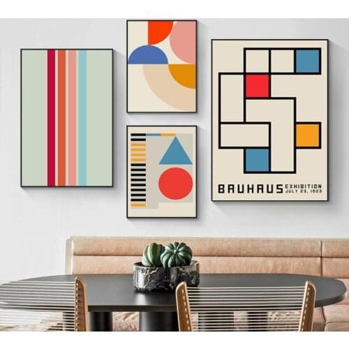 Nordic Retro Geometric Pattern Poster Abstract Line Canvas Painting Wall Art Prints Pictures for Living Room Home Cuadros Decor