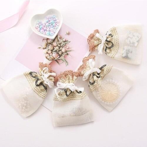 120pcs 10x 14cm perfume dried flowers jewelry pouch bags gift box for christmas organza wedding bags wedding candy box