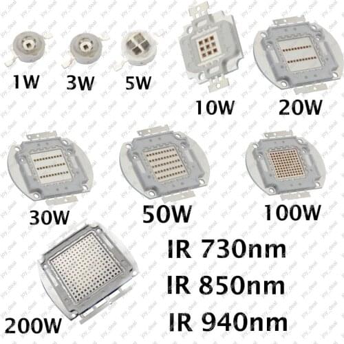 1W 3W 5W 20W 30W 50W 100W 200W High Power LED 850nm 940nm 730nm Infrared IR LED Diode, Intergrated Multi-Chip COB Light Source