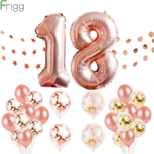Frigg Happy Birthday Balloons Rose Gold Number Ballons Baloons 18th Birthday Party Decorations Kids Adult 18 Birthday Baloes