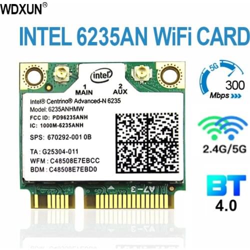 WIFI Intel Centrino Advanced-N 6235 6235 Mini WiFi card PCI-E 802.11agn dual-band 300 mbps wireless Bluetooth 4.0