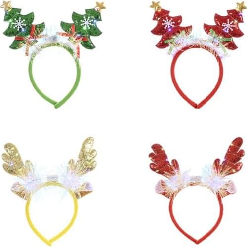 1PC Christmas Santa Headbands Reindeer Hair Hoop Prop For Christmas Holiday New Year Decoration Antlers Christmas Xmas Head Band