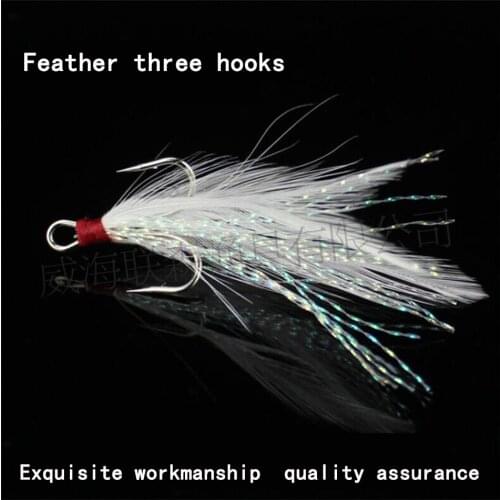 10pcs/lot 1#,2#,4#,6#,8#,10# Origin feathered treble anchor hook high carbon fishing hook fishing tackle