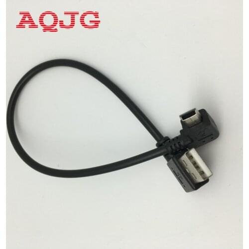 10pcs Right Angle 90 degree USB 2.0 Male to Mini USB male Extension mini USB Cable 27cm Turn Left USB2.0 Cable AQJG