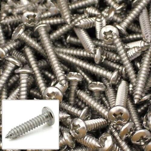 100pcs M1.2 M1.4 Stainless Steel Phillips Self-tapping Wood Screws Bolt Pan Head Screw GB845