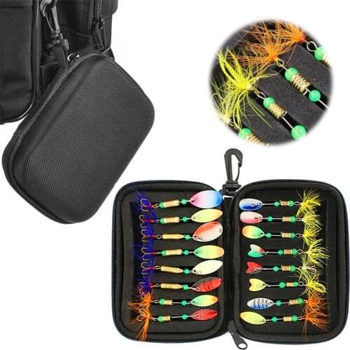 16pcs/set Fishing Lure Eva Composite Sequin Fishing Spinner Lures + Portable Carry Bag Fishing Tackle Kit Fishing Accessories