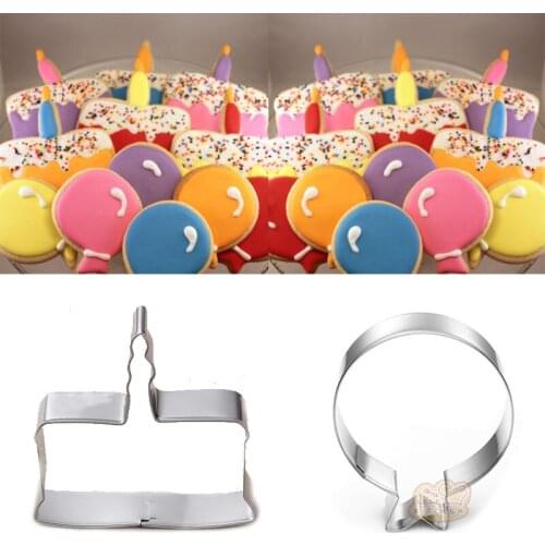 2pcs patisserie reposteria Birthday Cake Balloon Stainless Steel Cookie Cutter Metal Molds Fondant Cake Decor Tool Biscuit Mould