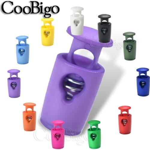 20pcs/pack Colorful Cord Lock Stopper Cylinder Barrel Plastic Toggle Clip for Paracord Lanyard Rope DIY Accessories 18.5x8.5 mm
