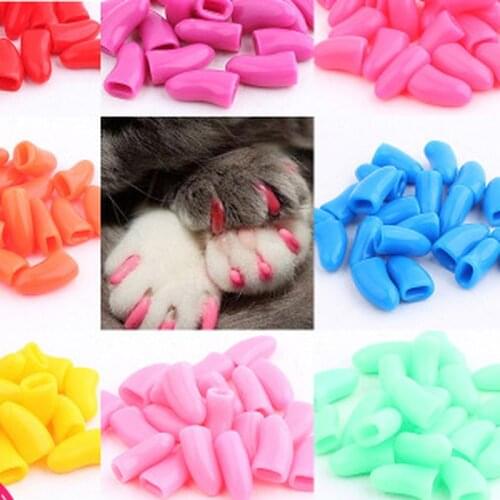 Cat Nail Caps Soft Cat Nail Shoes colorful Nail Cover Paw Claw Pet Silicon Nail Protector Black XS S M Cat Supplies Cat Supplies