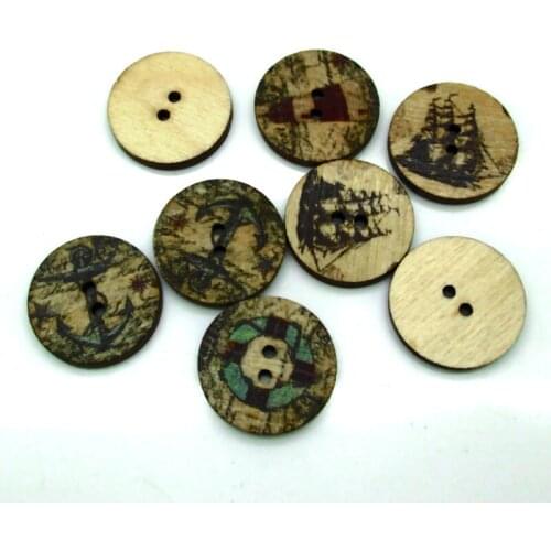 50pcs Mixed Round Wooden Sewing Buttons For Clothing Needlework Scrapbooking Wood Botones Decorative Crafts Diy Accessories
