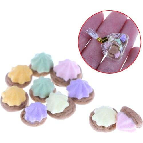 9pcs/set 1:12 Mini Macaron Biscuit Cake With Glass Dish Food Toy Kitchen Pretend Play Decoration Accessory Dollhouse Miniture