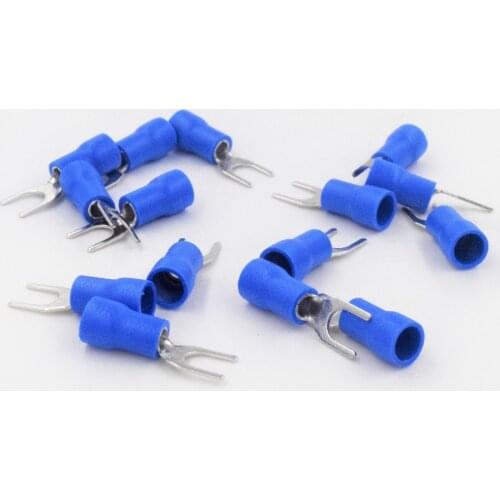 SV2-5 Blue Furcate Insulated Wiring Terminals Cable Wire Connector 100PCS/Pack Insulating Cable Lug terminals SV2-5 SV