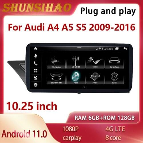 ShunSihao Qualcomm car radio multimedia Stereo For A4 A5 2009-2016 autoradio gps navigation carplay 128G android all in one