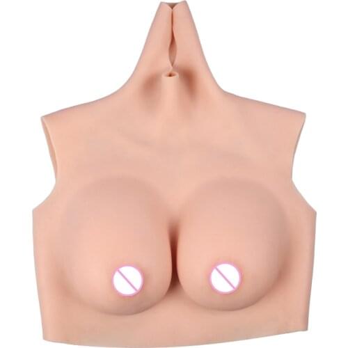 B CUP Short High Collar Neck Fake Artificial Boob Realistic Silicone Breast Forms Crossdresser Shemale Transgender Drag Queen 4G