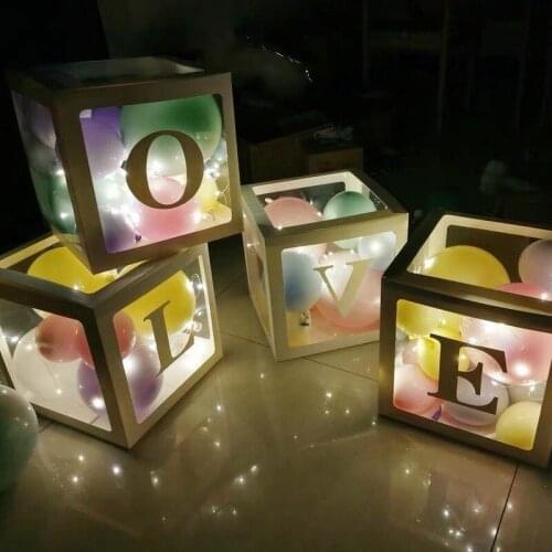 Boy Girl Baby Shower Decor DIY Gold Transparent Name Age Box Birthday Party Decor Kids Supplies BabyShower Christening