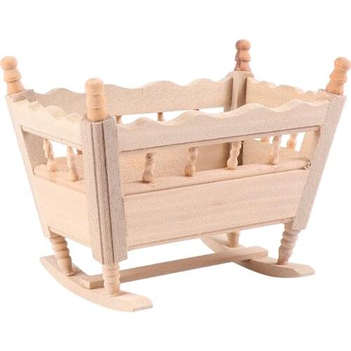 Mini House Cradle Model Wooden Dollhouse Furniture Miniature Accessories For Children Kids Toy Gifts