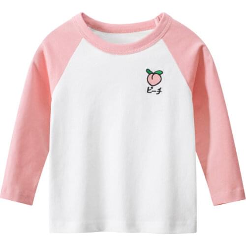 Autumn New Patchwork Banana T Shirt Girls Cotton Tops Fashion Long Sleeve Strawberry T-Shirt Children Kids Clothes Dropshipping