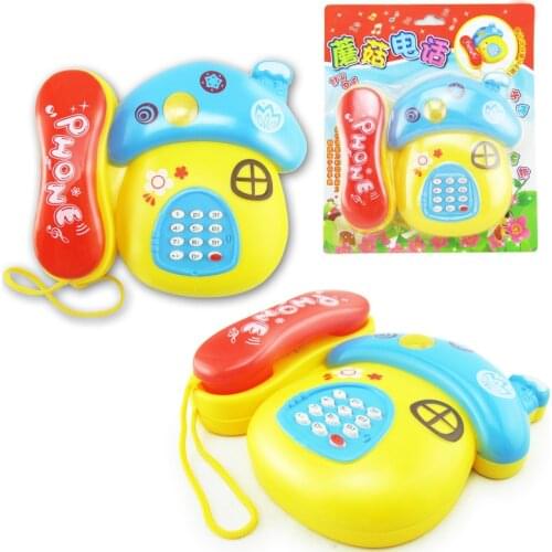 Sound Light Early Childhood 0-12 Months Cartoon Mushrooms Telephone Children Musical Electronic Toy Phone Random Color