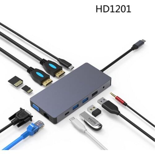 Type C hub to Multi USB 3.0 HDMI VGA Adapter Dock Accessories USB C Type C 3.1 Splitter for MacBook Pro Laptop docking station