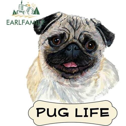 EARLFAMILY 13cm x 10.7cm Car Sticker Pug Printed Vinyl Decal Sticker Car Truck Cup Cooler Boat Car Styling Accessories