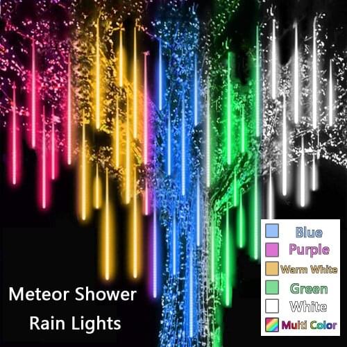 LED Meteor Shower Rain Lights 30cm 8pcs Tubes Waterproof LED String Lights Outdoor Christmas Decoration for Home Tree