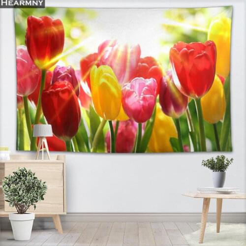Tulips Tapestry Wall Hanging Decor Christmas Wall Tapestry Show Piece For Home Decoration Camping Tent Travel Sleeping Pad