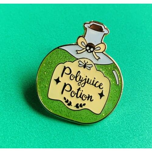 Classic Cartoon Glitter Polyjuice Potion Enamel Brooch Pin Backpack Hat Bag Collar Lapel Pins Badges Fashion Jewelry Accessories