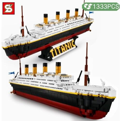 SY BLOCK DIY Famous Movie Building Blocks Titanic Sea Transport Cruise Ship Childrens Educational Toys Bricks Boys Gifts