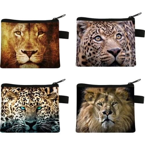 Cool Animal Coin Purse Tiger Lion leopard Print Coin Bag Lady Women Pocket Hand Wallet Boys Girls Keys Holder Bag