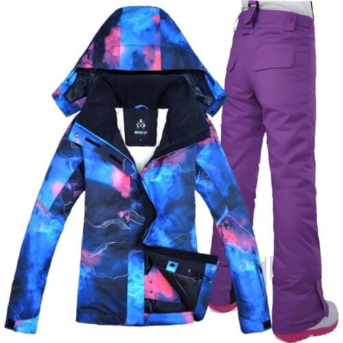 Ski Suit Women Winter Jacket with Pants Snowboarding Suits Snowboard Jacket and Trousers Skiing Suit Female Snow Ski
