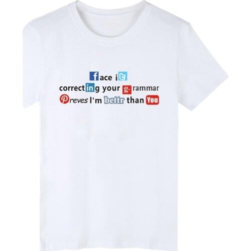 Men Fashion T-Shirt Women Summer Popular T-shirt Facebook Print T-Shirt Harajuku Fashion T-shirt Couple Cotton Couple T-shirt