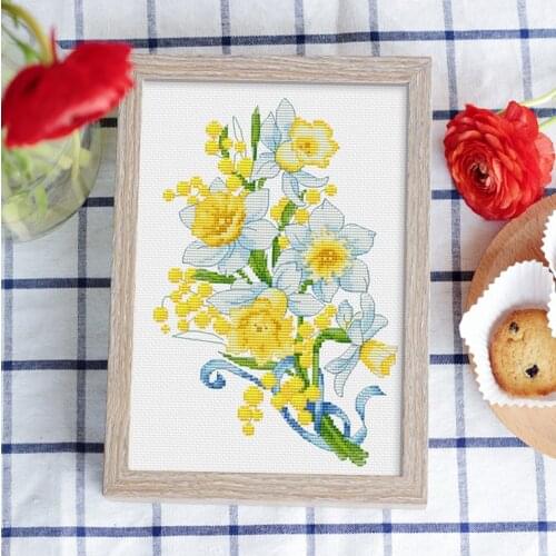 Narcissus cross stitch kit DMC brand thread animal dog count canvas fabric embroidery handmade needlework